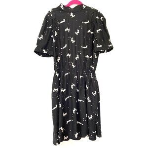 Kimchi Blue Urban Outfitters Origami Fox Pattern Black Short Sleeve Dress XS